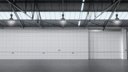 Interior of empty warehouse.3d rendering