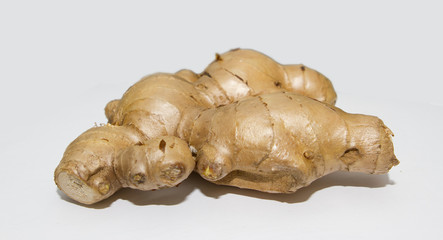 fresh ginger on white background 