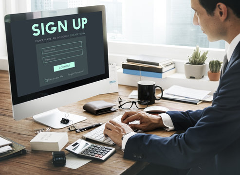 Sign Up Form Button Graphic Concept