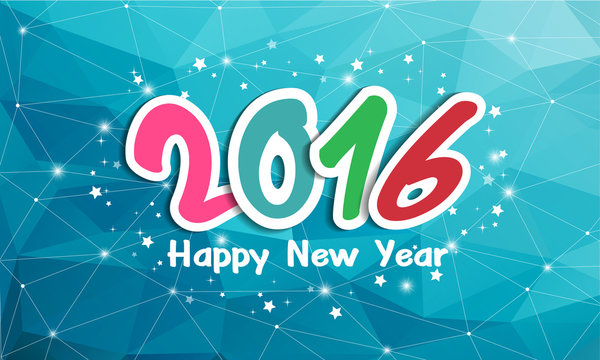 happy new year 2016 on polygon background,vector
