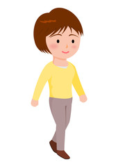 歩く女性　ウォーキング