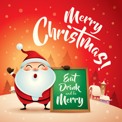 Merry Christmas! Santa Claus in Christmas snow scene.