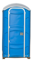 Temporary single plastic toilet used in public or private places when festival or huge public appearance happens. 