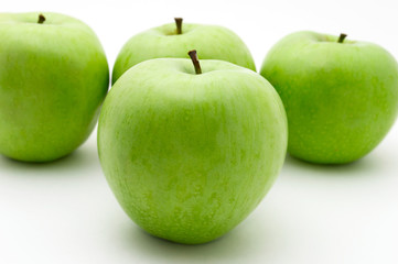 Four apples iIsolated on white background
