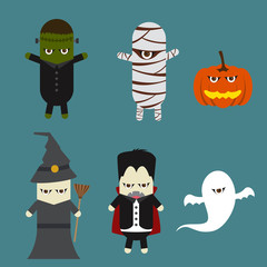 Vector Halloween and monster ghost symbols collection.