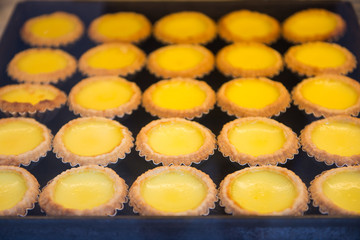 delicious egg tart on tray