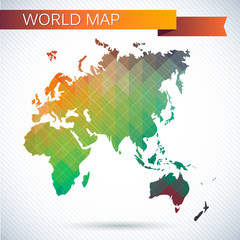 Obraz premium Eastern Hemisphere globe. Bright vector map of the world. Asia, Africa, Europe, Australia