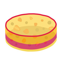 Jelly cake with berries - strawberry, blackberry and others. Flat style.