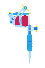 Illustration of tattoo machine in flat style for tattoo studio.