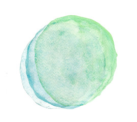 Green circles on white, watercolor painting