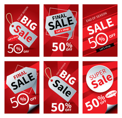 Social media sale banners and ads web template set. 