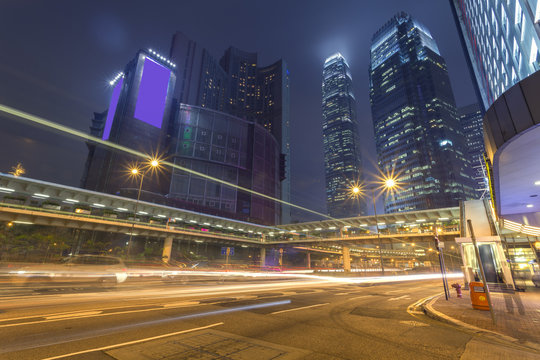 Night, city building in Hong Kong