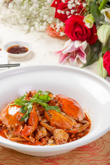 Restaurant dishes, crab