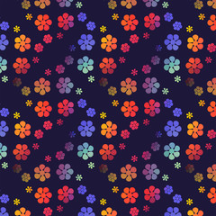 Fototapeta na wymiar Trendy Seamless Floral Pattern in vector. Black background with flowers