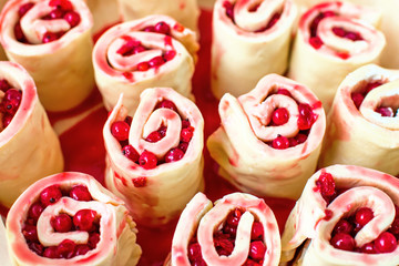 Pie filled with red berrie