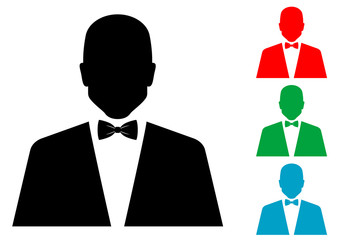 Icono plano silueta hombre elegante varios colores