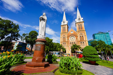 Notre Dame Cathedral (Vietnamese: Nha Tho Duc Ba), build in 1883 in Ho Chi Minh city, Vietnam. The...