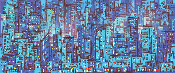 City background, hand drawn vector illustration