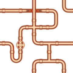 Copper pipes construction seamless background