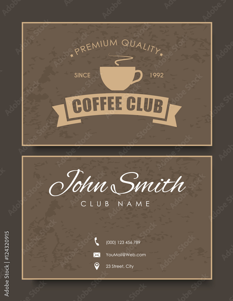 Poster coffee card template in retro style with texture
