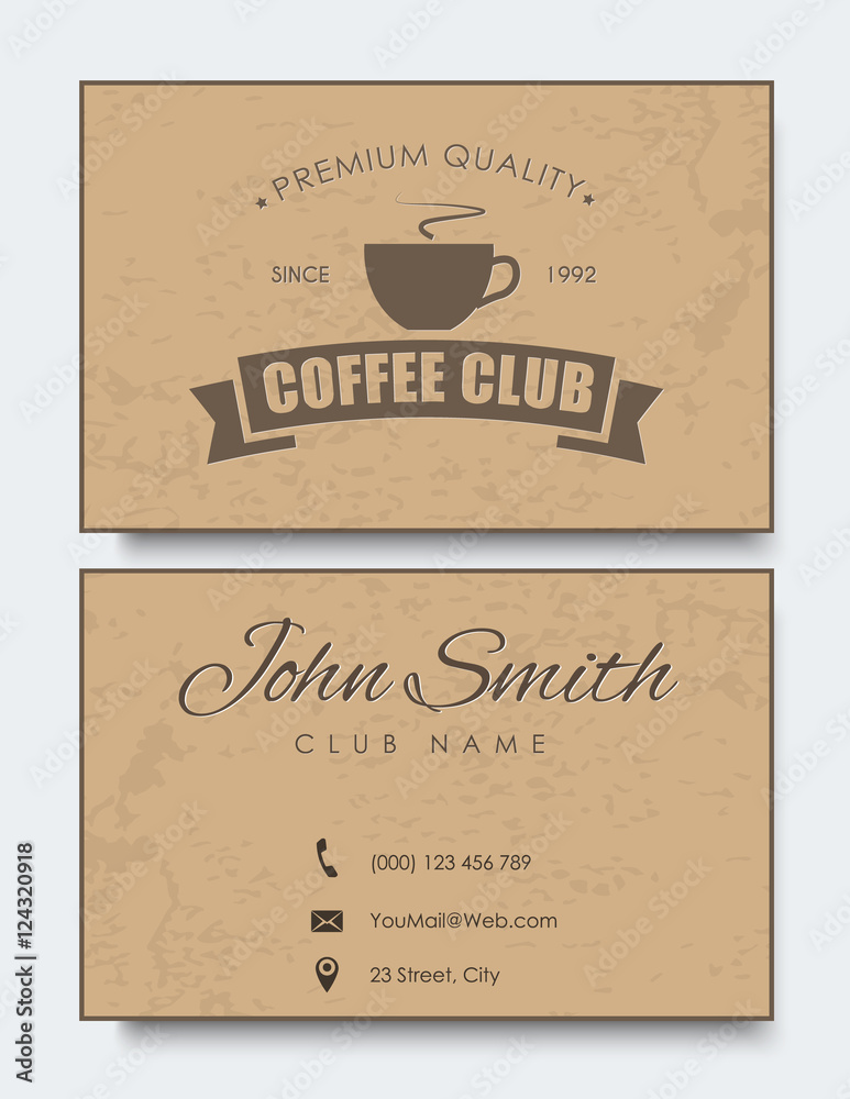 Poster coffee card template in retro style with texture
