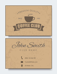 coffee card template in retro style with texture