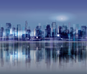 Fototapeta na wymiar Modern night city skyline