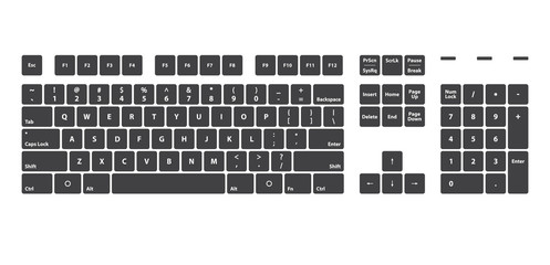 Full Keyboard Keys For PC Latin - Isolated Vector Illustration