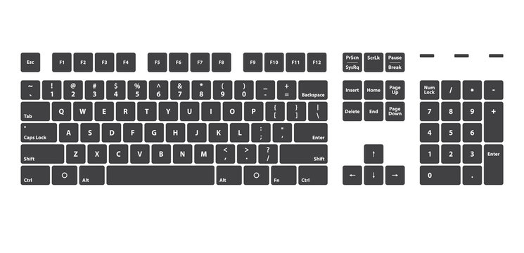 Full Keyboard Keys For PC Latin - Isolated Vector Illustration