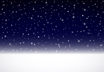 Night Sky, Snow, Stars | Christmas Background with Space for Text