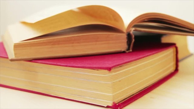 Two paper books on a light background