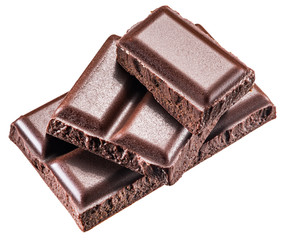 Pieces of chocolate bar. File contains clipping paths.