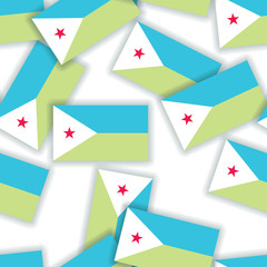 Djibouti - Seamless pattern collage of flags with shadows on a w