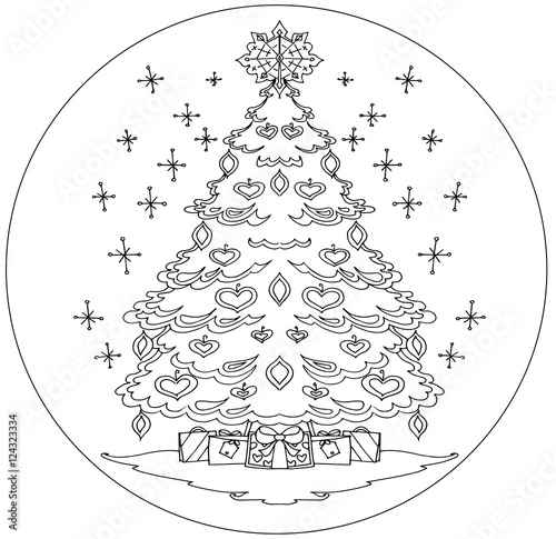 Download "Christmas tree coloring mandala vector" Stock image and ...