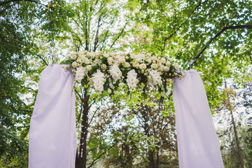 closeup of a wedding ceremony decoration