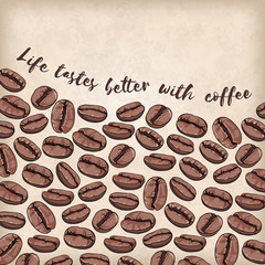 Vector card with a quote about coffee