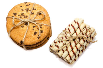 round biscuits and sweet rolls in isolation