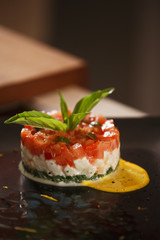 Salad in colors of Italy flag closeup