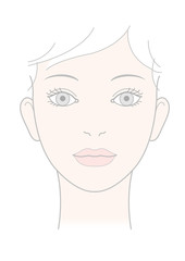 女性の顔　童顔　正面　開眼