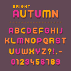 Colorful letters and numbers in autumn theme