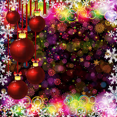 Fototapeta na wymiar Christmas balls. Abstract colorful circles and snowflakes.
