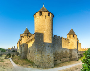 Fototapeta na wymiar View at the Chateau Comtal in Old City of Carcassonne - France