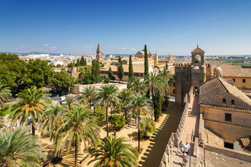Sunny view of Cordoba from viewpoint of Alcazar, Andalusia province, Spain.