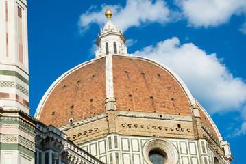 Fototapeta na wymiar Dome of cathedral church Santa Maria del Fiore close up, Florence, Italy