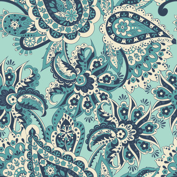 seamless pattern with flowers in indian style. floral vector background