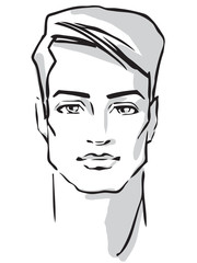 Man face hand-drawn fashion model