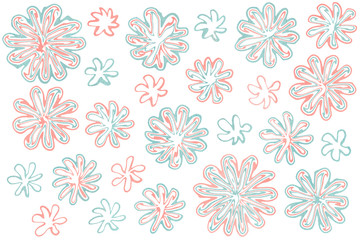Watercolor abstract flowers on white background