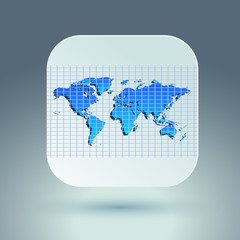 Map icon for application on grey background. Grid. Vector illustration.