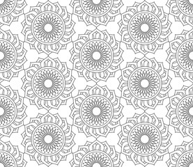 Abstract geometric black and white fashion design print sun mandala pattern texture