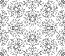 Abstract geometric black and white fashion design print sun mandala pattern texture